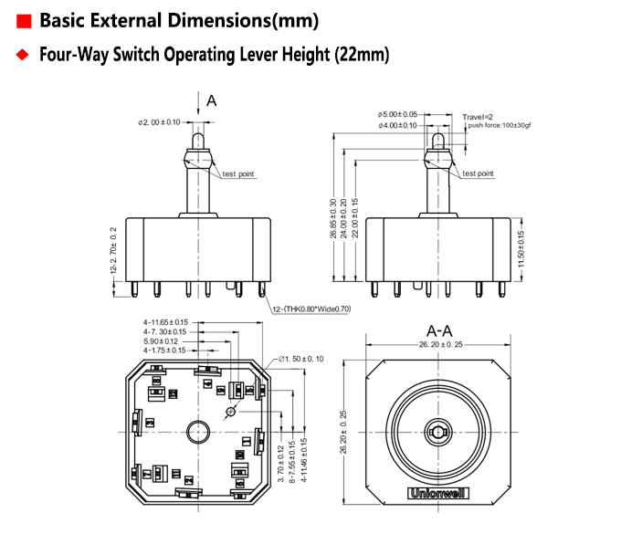 waterproof car seat adjustment switch four-way dimensions